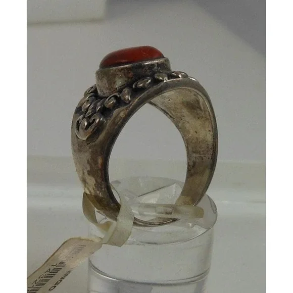 Exquisite Vintage 1990's Sterling Silver Carnelian Cigar Band Ring - Size 7.5 - Picture 11 of 11